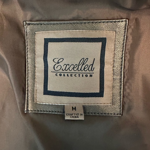 Women’s Leather Excelled Collection Zip Jacket metallic bronze belt strap Size M - Picture 8 of 13